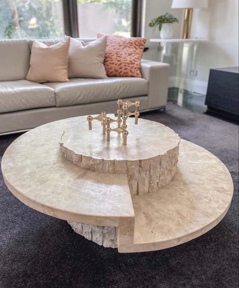 Stone Furniture, Glam Living Room Decor, Luxury Coffee Table, Condo Interior, Stone Coffee Table, Glam Living Room, Marble Decor, Interior Design Concepts, Aesthetic Rooms