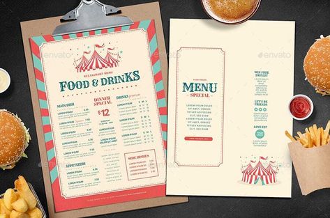 Circus Food, Template Menu, Menu Layout, Carnival Food, Carnival Posters, Menu List, Food Menu Template, Menu Design Template, Carnival Theme