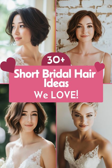 If you want a low-maintenance style, check out these 30+ bridal hair ideas for short hair. They look beautiful without needing much fuss. #lowmaintenance #bridalhairideas #weddingstyle Formal Hairstyles For Chin Length Hair, Wedding Hair Lob, Bride Bob Hairstyle, Wedding Hairstyles For Short Hair Bride, Bridal Bob Hairstyles, Short Hair Wedding Ideas, Short Bride Hairstyles, Short Hair Bride Hairstyles, Short Hair Bridal Hairstyles