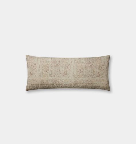 Celestia Pillow 13'' x 35'' Natural / Wine | Shoppe Amber Interiors Amber Lewis X Loloi, Burled Wood Furniture, Amber Lewis, Shoppe Amber Interiors, Neutral Pillows, Decorative Lumbar Pillows, Vintage Throw Pillows, Long Lumbar Pillow, Lulu And Georgia