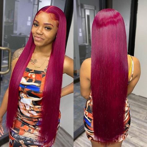 Natural Human Hair, Red Wigs, Straight Lace Front Wigs, Burgundy Lace, Straight Human Hair, Straight Wig, Wig Accessories, Blonde Color, Wigs Hair Extensions