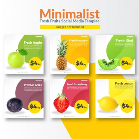 Minimalist fruits shop social media template Premium Vector Fruit Social Media Design, Food Web Design, Sale Template, Feed Insta, Fruit Shop, Vector Banner, Food Graphic Design, Food Poster Design, Social Media Design Inspiration