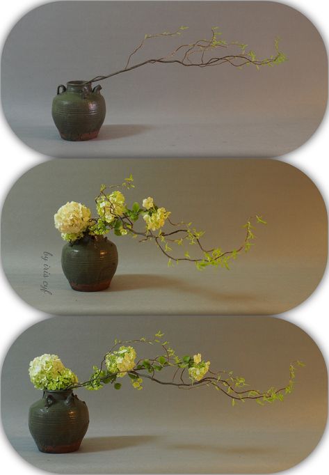 Hydrangea Flower Arrangements, Arreglos Ikebana, Ikebana Sogetsu, Sogetsu Ikebana, Flower Arrangement Designs, Ikebana Arrangements, Ikebana Flower Arrangement, Home Floral Arrangements, Creative Flower Arrangements