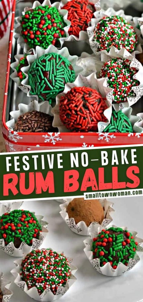 Christmas Dessert Gifts, Chocolate Rum Balls, Rum Balls Recipe, Homemade Christmas Treats, Holiday Baking Christmas, Best Christmas Desserts, Xmas Treats, Rum Balls, Easy Christmas Treats