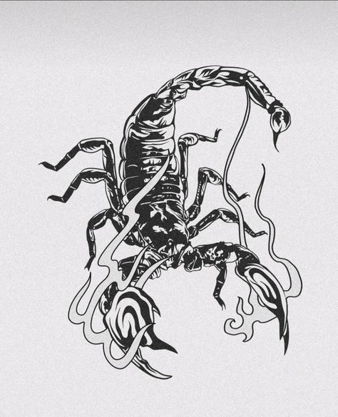 Scorpion Graphic Design, Japanese Scorpion Tattoo, Scorpius Tattoo, Scorpio Drawing, Scorpion Illustration, Illusion Tattoos, Optical Illusion Tattoos, Henna Drawings, Samurai Tattoo Design