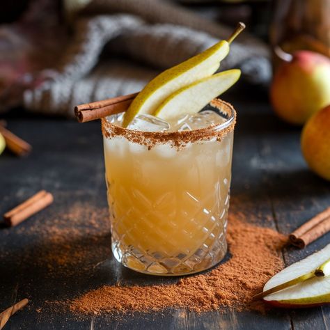 If you're a fan of trying new flavors in your drinks, you're in for a treat! Today, I'm mixing up something special: the Cinnamon Pear Margarita. 🍐✨ It's perfect for a cozy evening or any Cocktails With Tequila, Holiday Margaritas, Pear Margarita, Craft Cocktail Recipe, Perfect Margarita, Thanksgiving Cocktails, Spiced Pear, Margarita Cocktail, Spice Recipes