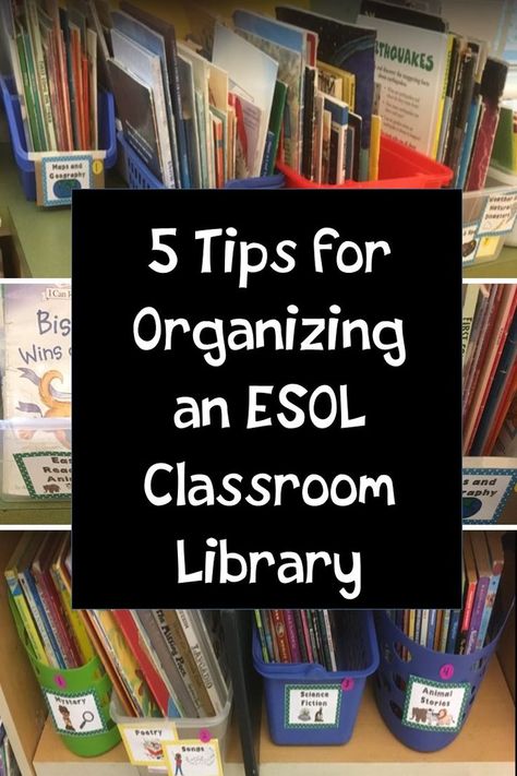 Tips for organizing a classroom library from an ESOL teacher.  #bookorganization #esl #esol #classroomlibrary #booklables Teaching Ell Students, Esol Classroom, Classroom Library Organization, Library Organization, Tips For Organizing, Ell Students, Esl Classroom, Classroom Calendar, Read Alouds