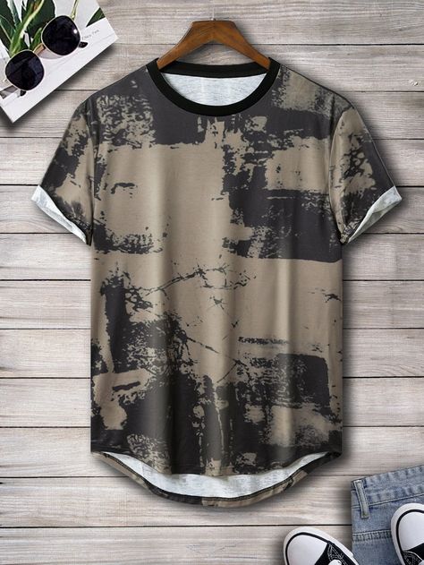 Men Graphic Print High Low Tee | SHEIN USA Masculine Clothing, Kaftan Designs, Scarf Outfit, Tshirt Design Men, Stylish Mens Outfits, Suit Style, Men Tops, Dream Clothes, Stylish Shirts