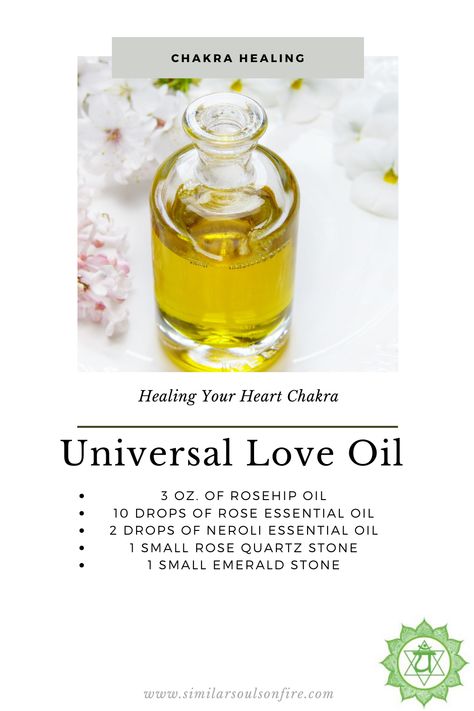 Heal and align your Heart Chakra with a universal love oil to attract love in all aspects of life. Love can raise your consciousness beyond the 3D state of time and space. #chakrahealing #heartchakra #energyhealing #essentialoil Essential Oil Blends For Attraction, Spell Oils, Chakra Guide, Attraction Oil, Magick Oil, Hoodoo Magic, Essential Oil Beauty, Homemade Essential Oil, Essential Oil Blends Recipes