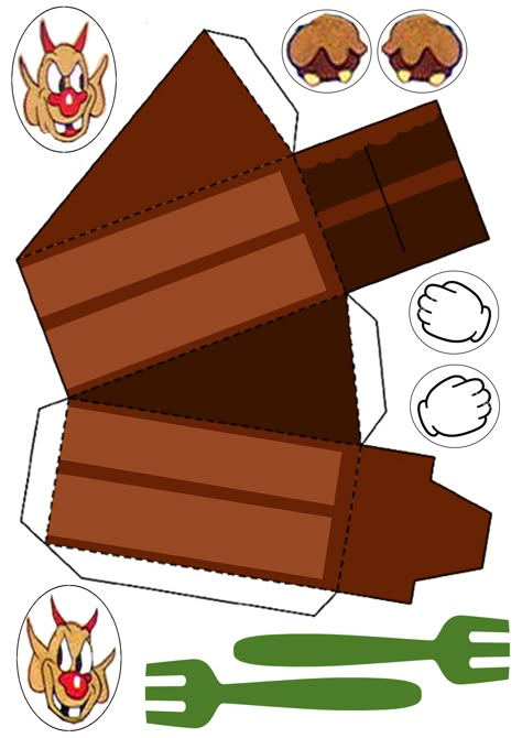 The Devils Food cake refering to Disney Cartoon Cookie Carnival 1935 - 3d paper template Paper Food Crafts 3d, 3d Paper Food Templates, Paper Food Templates, Paper Cake Template, Paper Squishy Template Food, Cookie Carnival, Funny Diy Gifts, Printable Paper Toys Templates, Paper Toy Printable