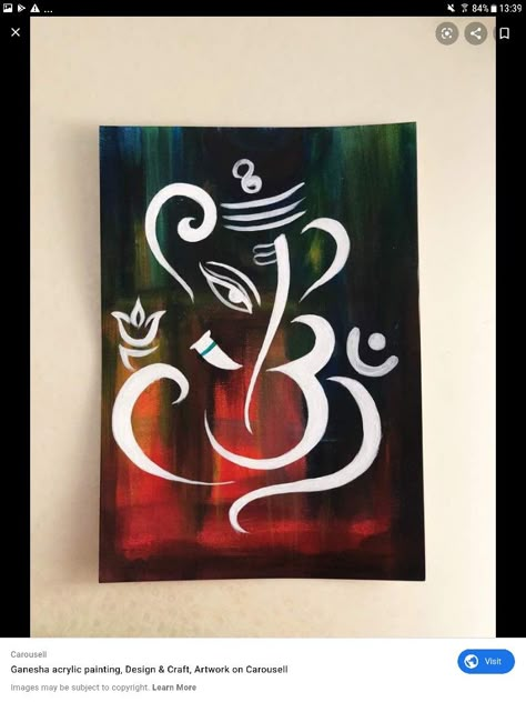 Ganesha Art On Canvas, Modern Ganesha Painting, Abstract Ganesha Art Modern, Ganpati Canvas Painting, Ganesha Canvas Painting, Ganesh Painting, Ganesh Art Paintings, Buddha Art Painting, Ganpati Decoration Design