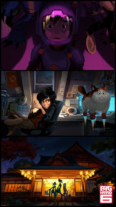 Check out Big Hero 6 Concept Art by Mingjue Helen Chen! http://goo.gl/tODJmj  Visual development artist Mingjue Helen Chen was kind enough to share some of the concept art she created for Disney’s Big Hero 6. Helen is currently Art Director at Paramount Animation. Keyframe Concept Art, Coding Party, Big Hero 6 Concept Art, Mingjue Helen Chen, Best Disney Animated Movies, Robot Concept, Concept Art World, Color Script, Disney Concept Art