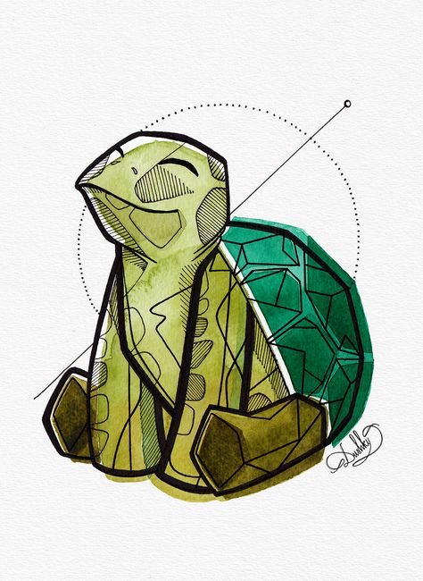 Cute Tortoise Drawing, Cute Turtle Drawings, Tortoise Drawing, Turtle Sketch, Easy Dragon Drawings, Geometric Series, Turtle Tattoo Designs, Cartoon Turtle, Turtle Drawing