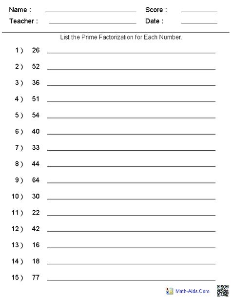 Factors Worksheets | Printable Factors and Multiples Worksheets Prime Factorization Worksheet, Finding Factors, Prime Factors, Maths Notes, Math Hacks, Least Common Multiple, Greatest Common Factors, Prime Factorization, Common Multiples