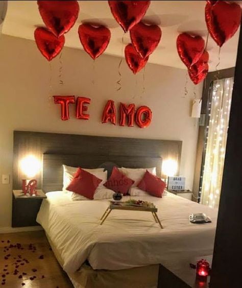 Valentine's Home Decoration, Valentines Bedroom, Romantic Room Surprise, Romantic Dinner Decoration, Romantic Room Decoration, Surprise Boyfriend, Romantic Bedroom Decor, Birthday Surprise Boyfriend, Romantic Surprise