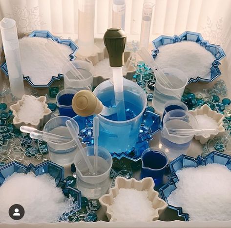 Water Provocations Reggio, Winter Curiosity Approach, Winter Provocations Preschool, Winter Reggio Activities, Winter Provocations Reggio, Water Theme Preschool, Snow Sensory, Sensory Activity For Toddlers, Soup Making