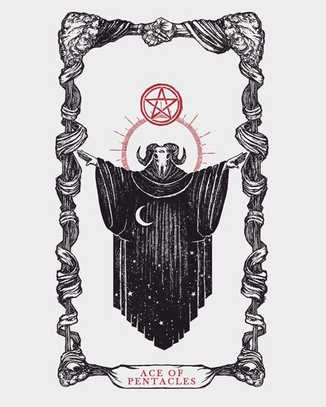 Micah Ulrich, Spiritual Satanism, Ace Of Pentacles, Medieval Tattoo, Tarot Tattoo, Black And White Words, Spirit Tattoo, Arcana Tarot, Bone Art