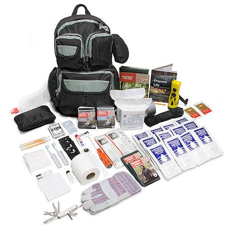 Urban Survival Bug-Out Backpack Set. Urban Survival Bug-Out Backpack Set. You and the family will be prepared for the worst thanks to this survival backpack set featuring a heavy-duty bag for carrying a large assortment of included food, water, hygiene supplies, shelter and other important gear for tough situations. Survival Backpack, Primitive Survival, Survival Bag, Survival Quotes, Gift Packages, Urban Survival, Emergency Supplies, Bug Out Bag, Wilderness Survival