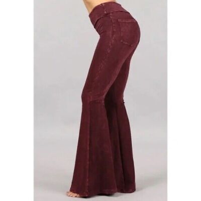 Top Rated Burgundy Mineral Wash French Terry Flared Bell Bottom Pull On Pants Pockets, Womens Clothing French Terry Pants, Cowichan Sweater, Party Pants, Long Leggings, Calvin Klein Women, Bell Bottom, Pull On Pants, Top Rated, Boho Bohemian