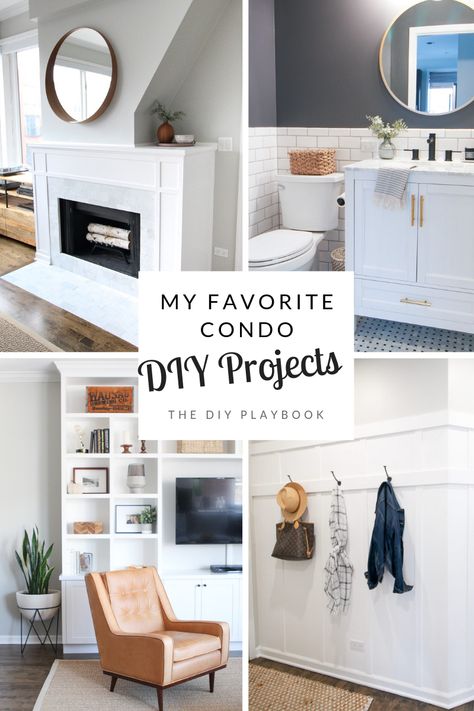 Condo DIY Projects - Favorites from our First Home | The DIY Playbook Condo Diy Ideas, First Condo Decor, Diy Condo Renovation, Condo Renovation Ideas, Small Home Diy Projects, How To Upgrade Builder Grade Home, Small Condo Renovation, Condo Upgrades, Boston Condo