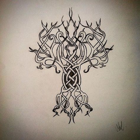 Tree Tattoo Drawings, Yggdrasil Tattoo, Celtic Sleeve Tattoos, Viking Rune Tattoo, Chest Tattoo Stencils, Norse Art, Scandinavian Tattoo, Dna Tattoo, Family Tree Tattoo