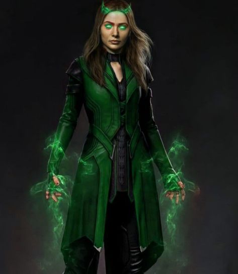 Scarlet Witch Green Powers, Wanda Maximoff Powers Green, Wanda Green Powers, Wanda Maximoff Powers, Goddess Of The Stars, Green Powers, Emerald Witch, Power Visuals, Avengers Dr