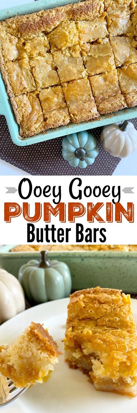 Ooey Gooey Pumpkin Butter Bars...a jazzed up butter bar! The middle pumpkin layer takes them up a notch. Sweet, salty, gooey, crunchy and super delicious. Pumpkin Butter Bars, Gooey Butter Cake, Butter Bar, Butter Bars, Pumpkin Bars, Vegetarian Cake, Pumpkin Recipes Dessert, Pumpkin Butter, Different Ideas