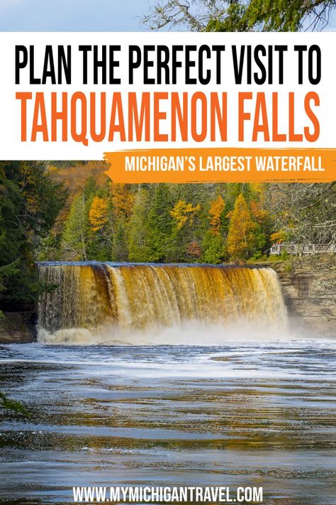 Things To Do In Michigan, Up Michigan, Michigan State Parks, Tahquamenon Falls, Upper Peninsula Michigan, Michigan Road Trip, Midwest Travel, Fall Camping, Largest Waterfall