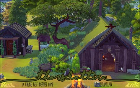 Sims 4 History Challenge CC Finds Sims 4 Viking Cc, Viking Hall, Real Vikings, Norse Legend, Viking House, Unisex Looks, Sims Building, Best Sims, Sims 4 Build