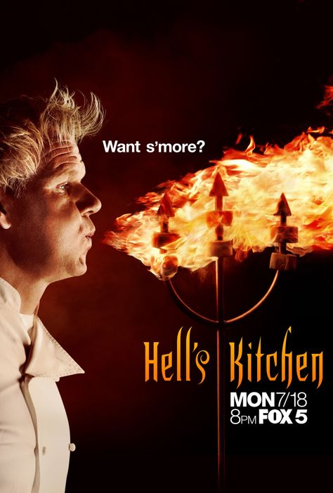 Hell's Kitchen Chef Ramsey, Tv Posters, Kitchen Nightmares, Hell’s Kitchen, Chef Gordon Ramsay, Tv In Kitchen, Cooking Competition, Hell's Kitchen, Tv Series Online