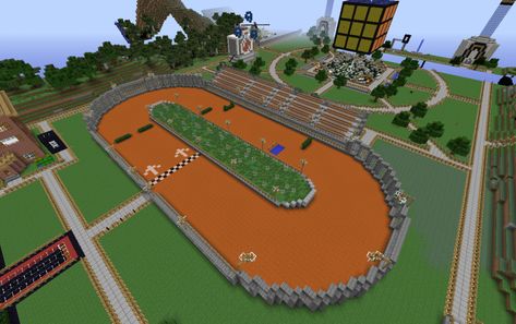 Horse race track, creation #2423 Horse Track Minecraft, Minecraft Horse Jumping Arena, Minecraft Horse Race Track, Minecraft Horse Track, Minecraft Swem Horse, Minecraft Man, Minecraft Horse Stables, Horse Race Track, Minecraft Castle Blueprints