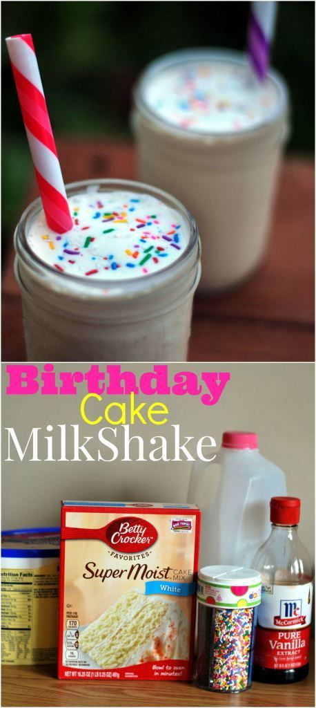 Birthday Cake Milk Shake | Aunt Bee's Recipes #BTFE #Sponsored M&m Milkshake Recipe, Cake Batter Milkshake, Birthday Cake Milkshake, Cake Milkshake, Milkshake With Sprinkles, Box Cake Recipes, Birthday Cake Flavors, Dessert Table Birthday, New Birthday Cake