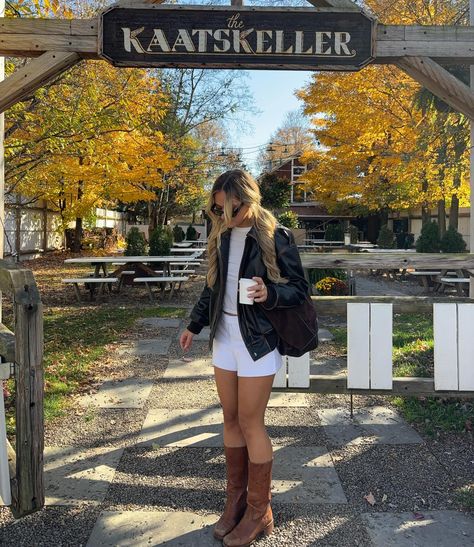 In a place i love 🤎🤎🤎 @thegincabin . . . outfit inspo, style ideas, fall aesthetic, fall outfit, Pinterest outfit, Frye boots, boots outfit, upstate ny, fall leaves, leaves picture, trending style Campus Boots Outfit, Upstate Ny Fall, Frye Boots Outfit, Aesthetic Fall Outfit, Campus Boots, Friend Graduation, Spring Boots, Frye Boots, Aesthetic Fall