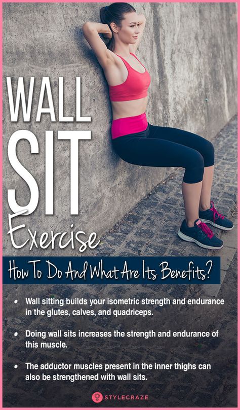 Wall Sit Exercise �– How To Do And What Are Its Benefits? Wall Sits Benefits, Wall Sit Exercise, Sit Workout, Sitting Exercises, Stretch Routines, Exercise Wall, Wall Sitting, Best Leg Exercises, Hip Injury