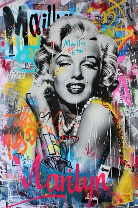 Marilyn Monroe Graffiti, Marilyn Monroe Fan Art, Pop Art Marilyn Monroe, Famous Pop Art, Pop Art Marilyn, Images Pop Art, Graffiti Background, Pop Art Comic Girl, Marilyn Monroe Pop Art