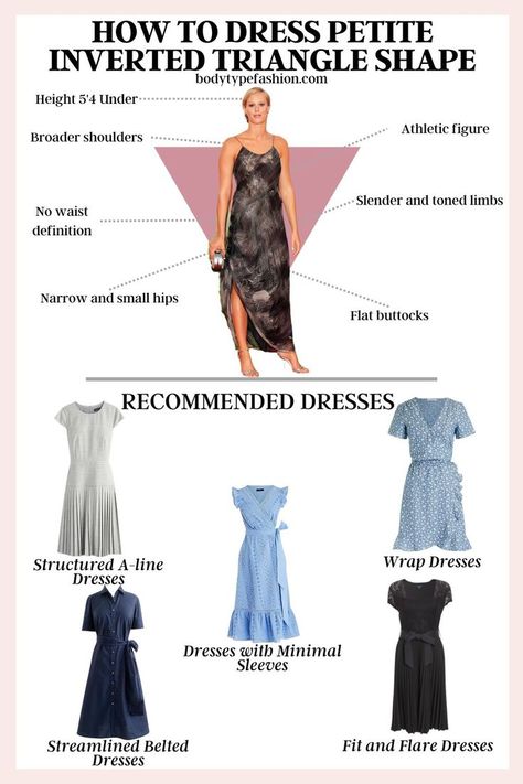 Streamlined Belted Dresses Triangle Body Shape Celebrities, Petite Inverted Triangle, Inverted Triangle Body Type, Right Dresses, Inverted Triangle Body Shape Outfits, Triangle Body Shape Fashion, Triangle Skirt, Rectangle Body Shape Outfits, Triangle Body Shape Outfits