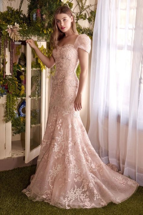 Overgrown Garden, Andrea And Leo, Puff Sleeve Gown, Lace Mermaid Dress, Military Ball Dresses, Champagne Dress, Exquisite Gowns, Sleeve Gown, Lace Mermaid