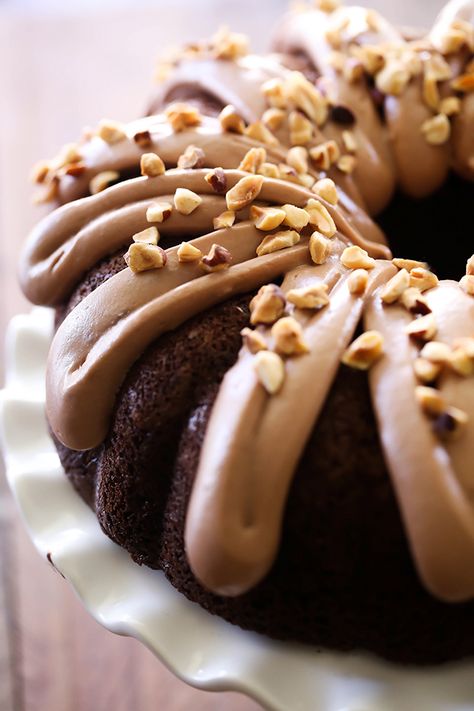 Nutella Bundt Cake - Chef in Training Nutella Bundt Cake, Glaze For Bundt Cake, Best Nutella Recipes, Desserts Nutella, Nutella Desserts, Chocolate Bundt, Chocolate Bundt Cake, Pumpkin Cream Cheeses, Nutella Recipes