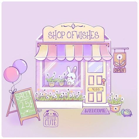 Cartoon Homescreen, Homescreen Icons, Dark Kawaii, Cute Store, Iphone Wallpaper Kawaii, Kawaii Illustration, Cafe Art, Scene Art, Cute Kawaii Drawings