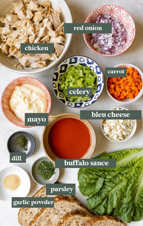 This Buffalo Chicken salad has the PERFECT combination of diced chicken, classic buffalo wing flavors, creamy mayonnaise, crunchy celery, carrots and bleu cheese crumbles. Serve on top of a salad, as a dip with crackers, on toast, make into a sandwich or spinach wrap or enjoy on romaine lettuce leaves. #buffalosauce #buffalochicken #buffalochickensalad #chickensalad #chickensaladrecipes #lunchideas #mealprepideas #mealpreprecipes #krollskorner Convention Lunch Ideas, Chicken Salad Wrap Recipe, Dip With Crackers, Wing Flavors, Chicken Egg Salad, Spinach Wrap, Chicken Macaroni Salad, Lean Recipes, Leftover Chicken Breast