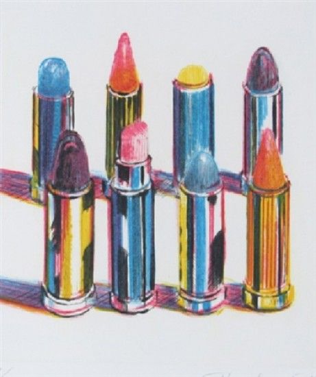 8 lipsticks by Wayne Thiebaud James Rosenquist, Claes Oldenburg, Wayne Thiebaud, Collections Of Objects, Jasper Johns, Principles Of Art, Roy Lichtenstein, Gcse Art, Pop Art Painting