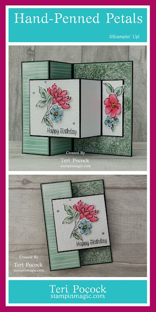 Z Fun Fold Cards, Su Spring Cards, Stampin Up Card Tutorials, Card Folding Ideas, Fancy Fold Card Tutorials Templates, Fold Cards Ideas, Card Folds Techniques Tutorials, Cards With Flowers, Fancy Fold Card Tutorials