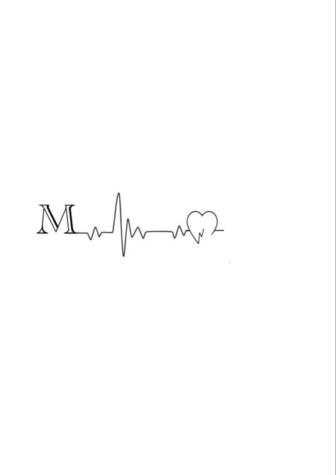 Letter M Tattoo Designs, Tattoo Letra M, Heartbeat Tattoo With Name, Two Hands Tattoo, Thigh Piece Tattoos, M Tattoo, Heartbeat Tattoo, Cute Simple Tattoos, Meaningful Tattoo Quotes