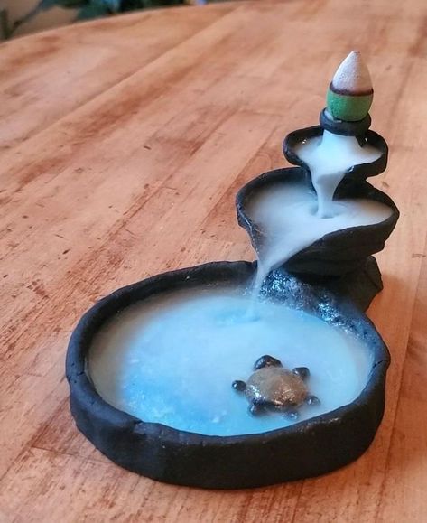 Incense Waterfall Diy, Incense Waterfall Clay Diy, Ceramic Insence Burner, Celestial Ceramics, Clay Incense Holder, Sculpture Art Clay, Tanah Liat, Clay Wall Art, Clay Diy Projects