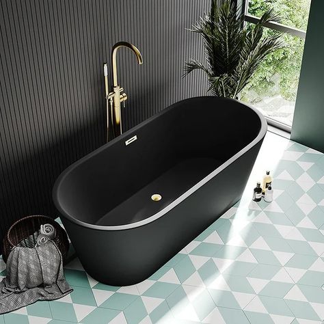 Modern Pedestal Sink, Aqua Wall, 2024 Bathroom, Small Bathroom Design Ideas, Bathroom Wall Tiles, Black Bathtub, Aqua Walls, Charcoal Walls, Black And Gold Bathroom