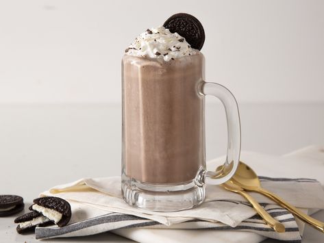 Chocolate-Bourbon Milkshake Bourbon Milkshake, Chocolate Bourbon, Chocolate Creme, Smart Cooking, Chocolate Shavings, Whipped Topping, Chocolate Ice Cream, 30 Minute Meals, Sandwich Cookies