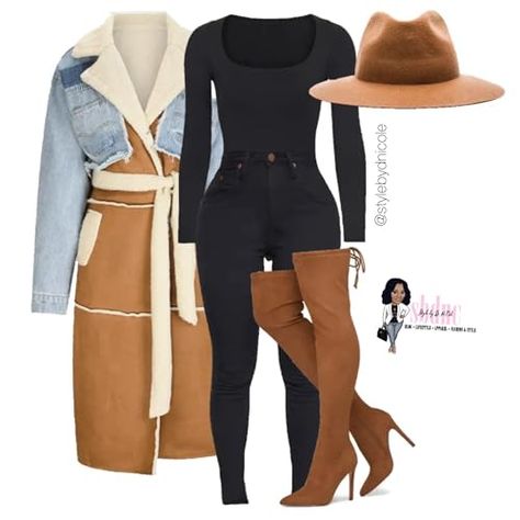 The Style by D. Ni'Cole™ Way's Amazon Page Brown Catsuit Outfit, Holiday Luncheon Outfit Work, Graduation Guest Outfit Winter, Amazon Outfits Black Women, Winter Outfits Plus Size, Everyday Outfits Fall, Leather Dress Outfit, Stylish Outfits For Women, Catsuit Outfit