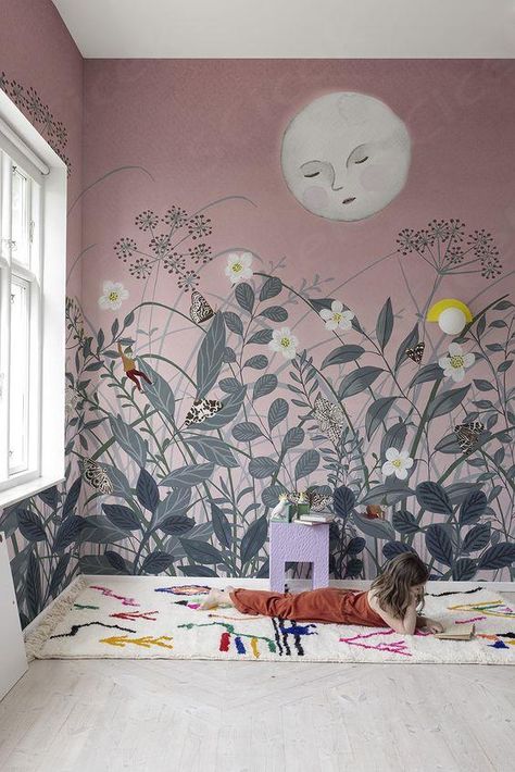 $201.60 Enchanted Nursery, Baby Nursery Murals, Fairy Mural, Playful Wallpaper, Pink Wall Mural, Project Room, Nursery Floral, Mural Inspiration, Kids Room Murals