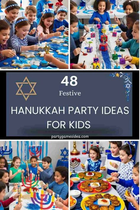 Hannukah Lessons For Kids, Hanukkah Treats For Kids, How To Celebrate Hannukah, Hanukkah Theme Nights, Hanukkah Party Ideas For Kids, Hanukkah Games For Kids, Hanukkah Party Games, Hannukah Party Ideas, Hanukkah Activities For Kids