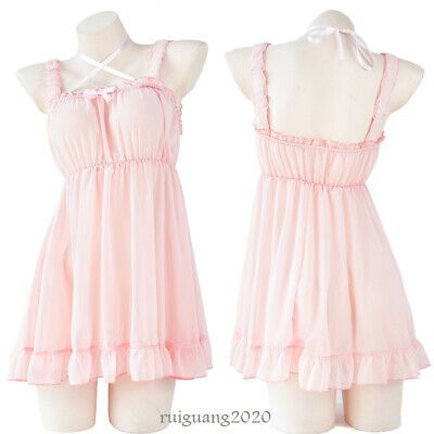 Costumes Cosplay Lolita Girl Chiffon Dress Women Nightdress Pajamas Outfits Pink  | eBay Pajama Outfit, Style Kawaii, Pajama Dress, Night Dress For Women, Kawaii Fashion Outfits, Cute Pajamas, Maid Dress, Women Pink, Pink Outfits